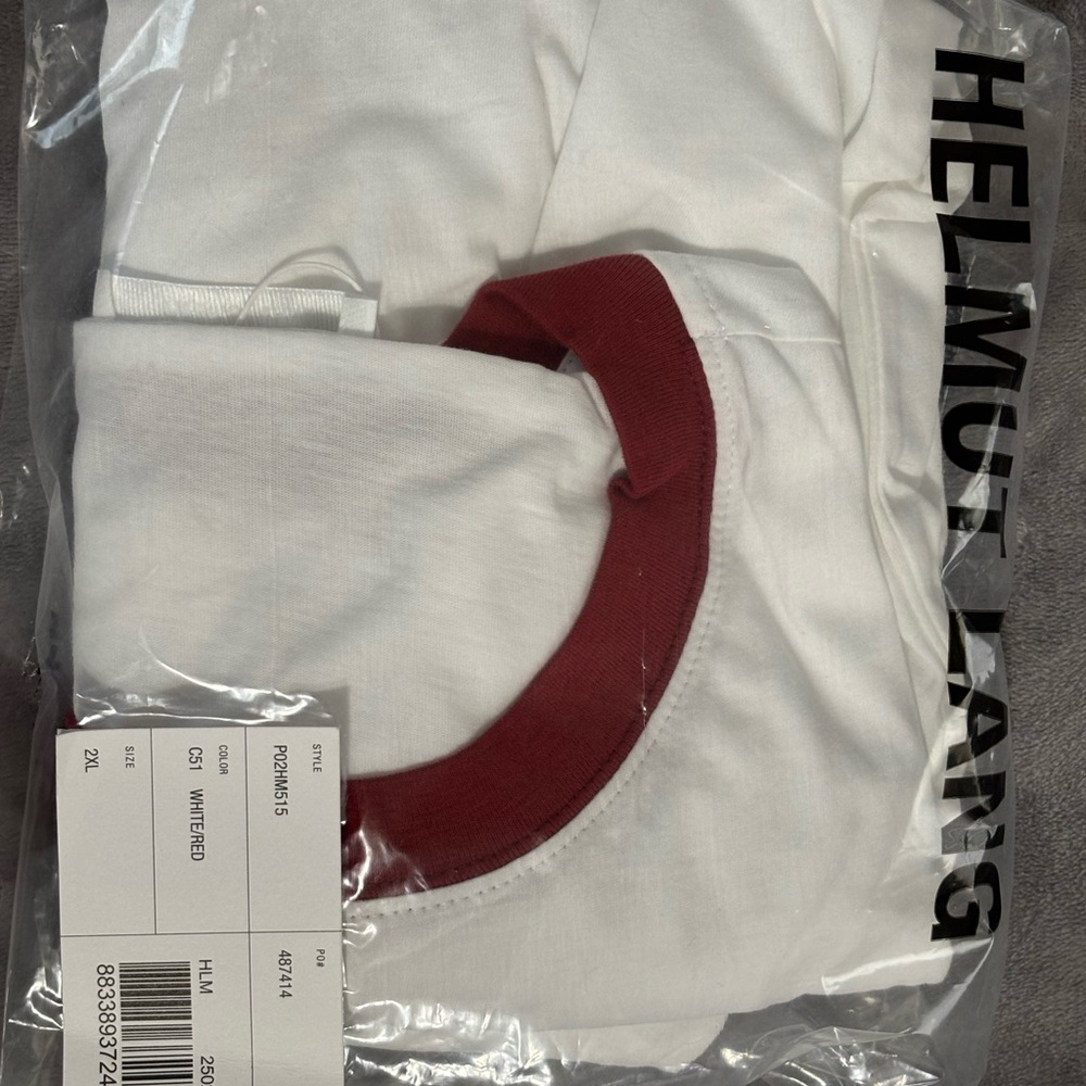 Helmut Lang White and Red Short Sleeve Tee - Picture 2 of 3